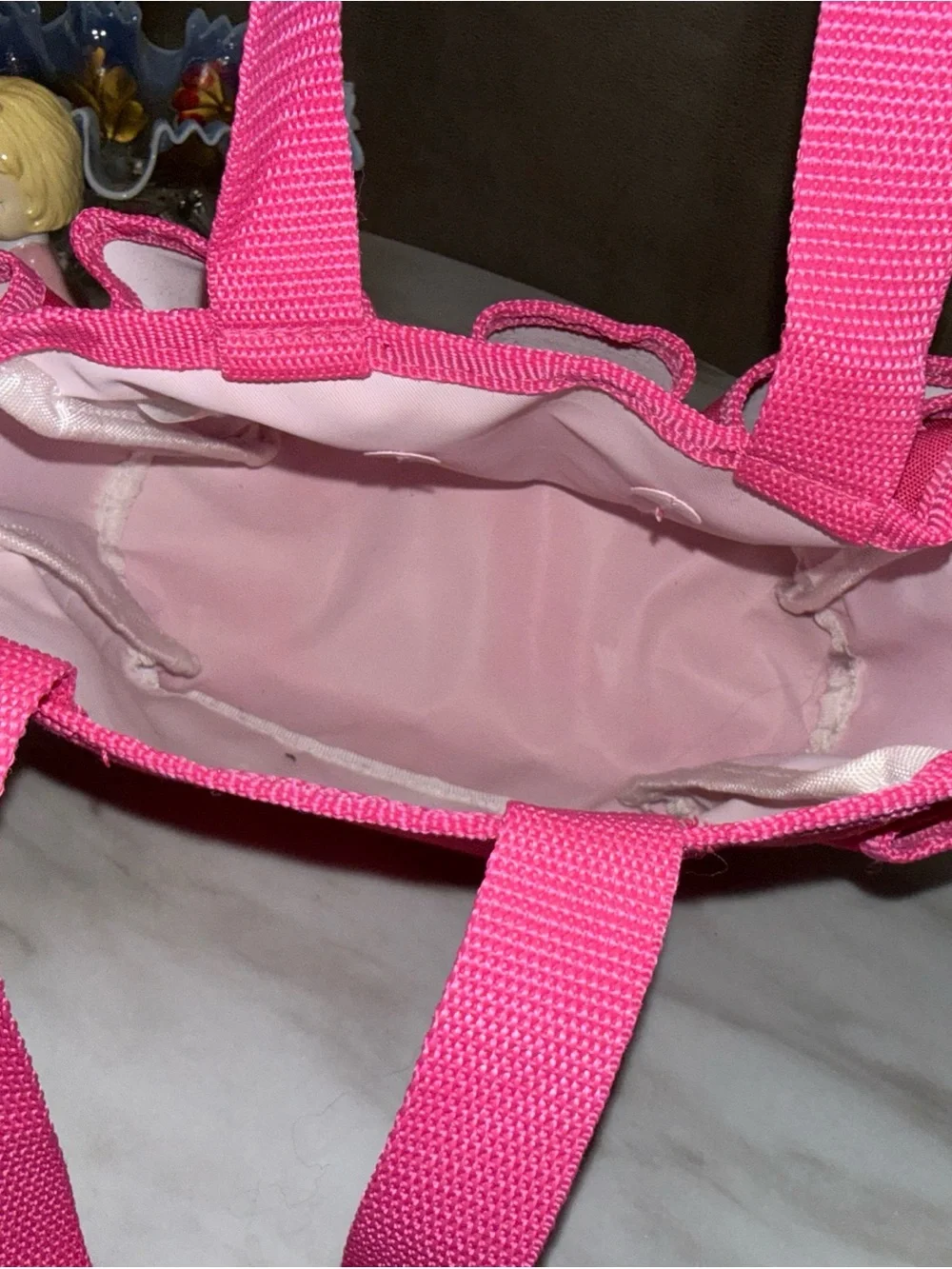 Thirty-One Pink Polka Dot Tote Bag w/ Pockets Double Handles